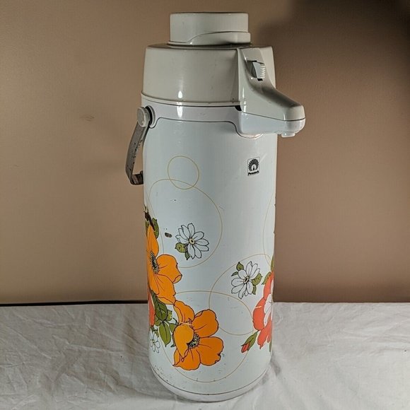 Vintage MCM The Peacock Vacuum Bottle Co Ltd Portable Air Pot Drink Dispenser - Picture 2 of 16